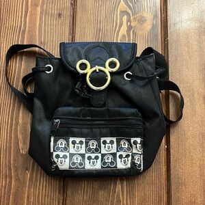 Disney Black Backpack with Gold Mickey Accents